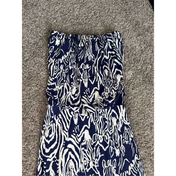 Lilly Pulitzer Morada Strapless Maxi Dress Women’s S Bright Navy Entourage Rayon - Picture 10 of 11